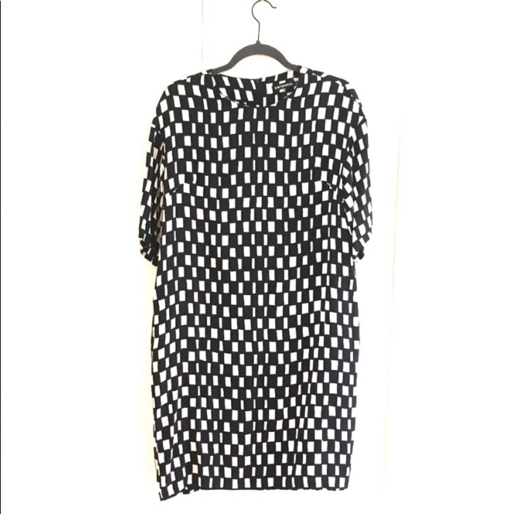 Marimekko shift dress M 38 checkerboard checkered